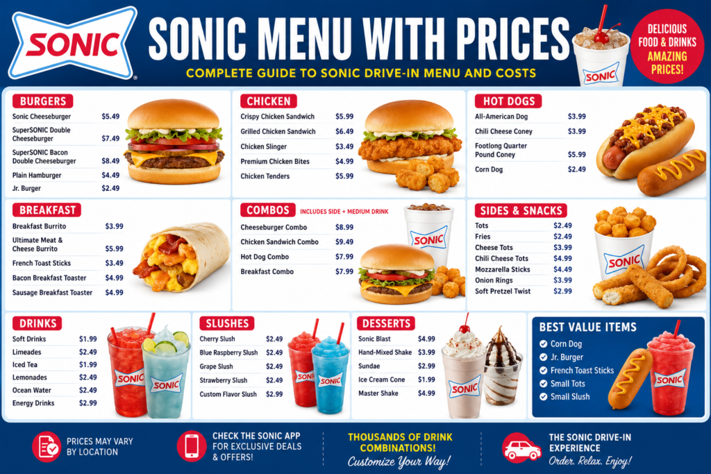 Sonic Menu With Prices