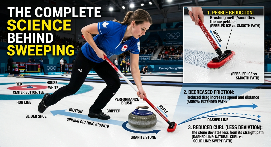 how do brushes affect the stone's path in olympic curling?